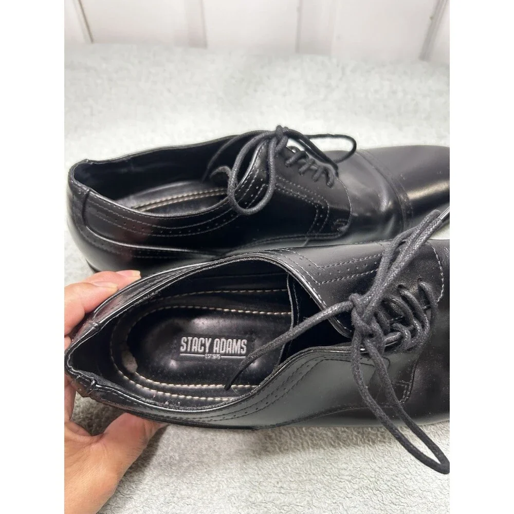 Stacy Adams Men’s Size 11 M Black Leather Cap Toe Oxford Dress Shoes Lace-Up